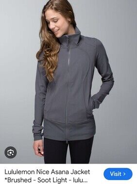 Lululemon Brushed Nice Asana Jacket - Soot Light Gray Size 8